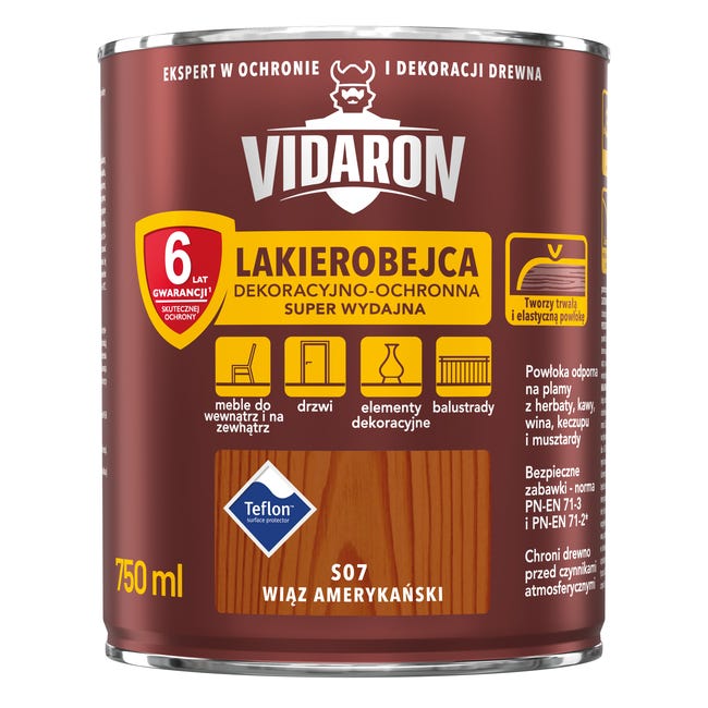Lakierobejca do drewna OCHRONNO – DEKORACYJNA 0.75 l Wiąz amerykański VIDARON