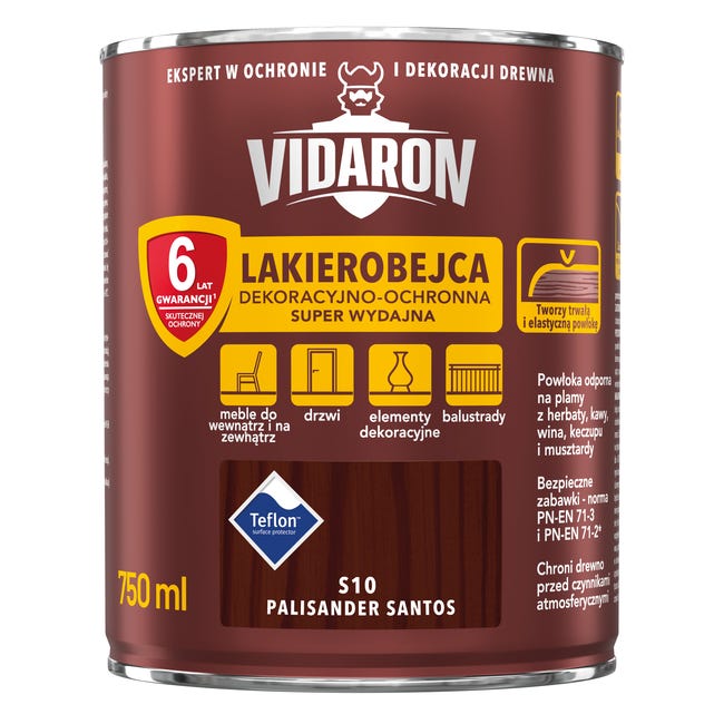 Lakierobejca do drewna OCHRONNO – DEKORACYJNA 0.75 l palisander santos VIDARON