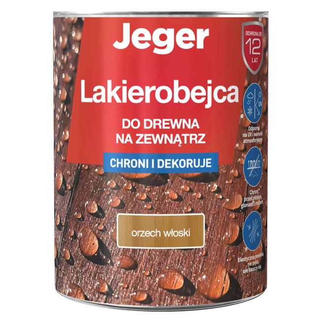 Lakierobejca do drewna na zewnątrz 5 l Orzech włoski Jeger