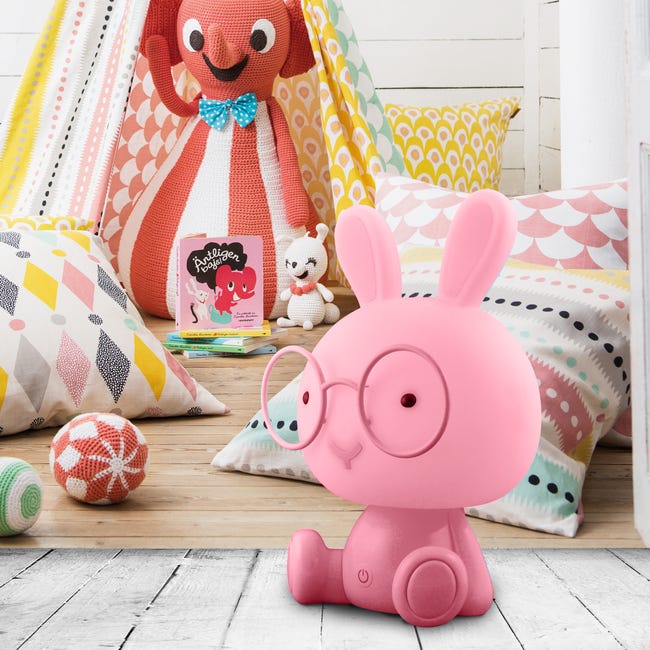 Lampa dziecięca Królik różowa LED Polux