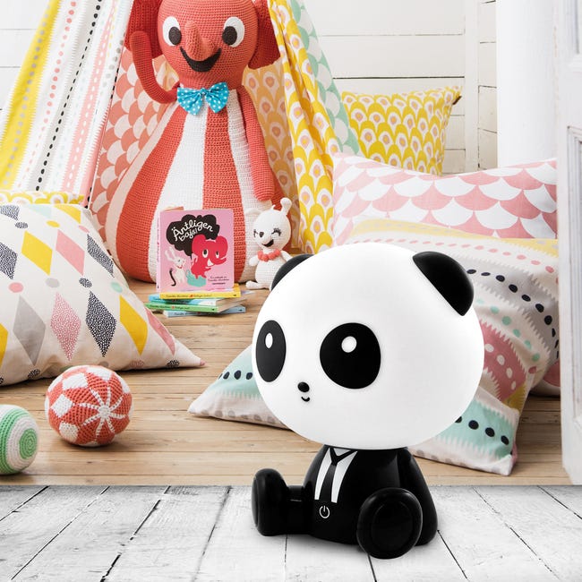 Lampa dziecięca Panda czarno-biała LED Polux