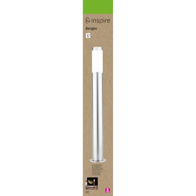 Lampa ogrodowa słupek Bergen srebrny E27 80 cm IP44 LED Inspire