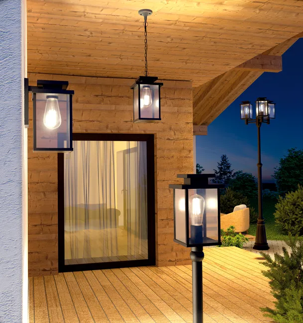 Lampa ogrodowa wisząca Meadow IP44 czarna E27 Inspire