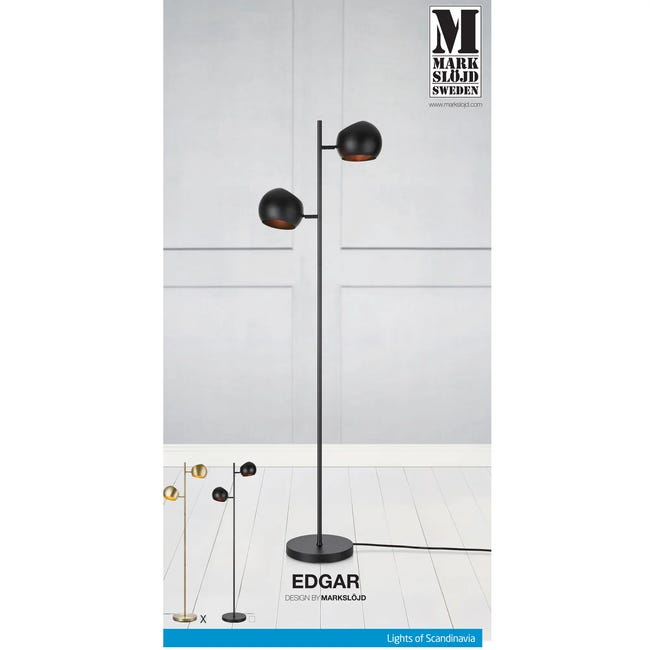 Lampa podłogowa Edgar złoto antyczne 2 x E14 Markslojd