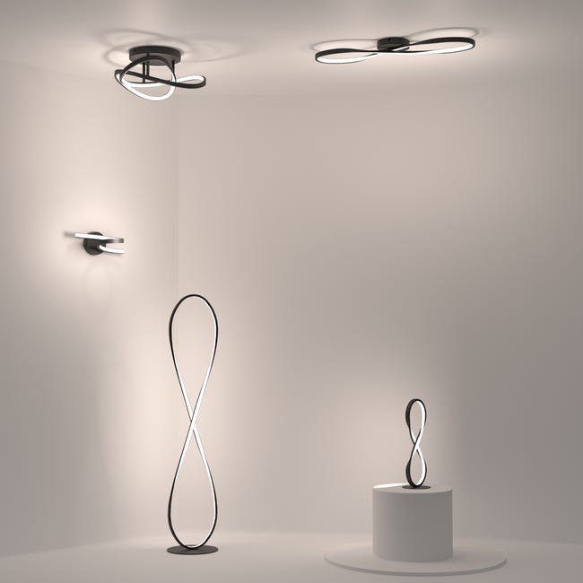 Lampa podłogowa Esme czarna LED Inspire