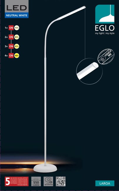 Lampa podłogowa LAROA biała LED EGLO