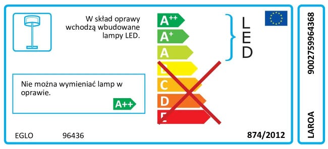Lampa podłogowa LAROA biała LED EGLO