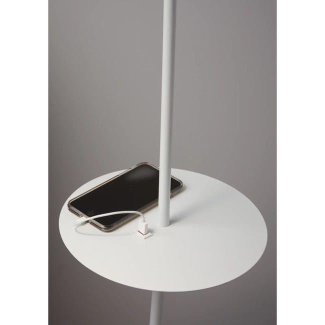 Lampa podłogowa Linear biała E14 z gniazdem USB Markslojd