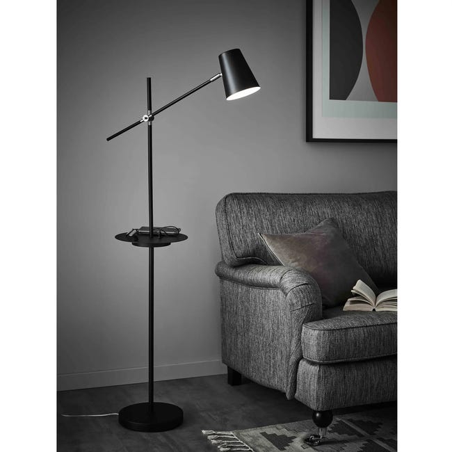 Lampa podłogowa Linear czarna E14 z gniazdem USB Markslojd