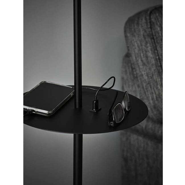 Lampa podłogowa Linear czarna E14 z gniazdem USB Markslojd