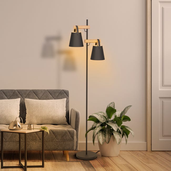Lampa podłogowa Pandore czarna 2 x E27 Inspire