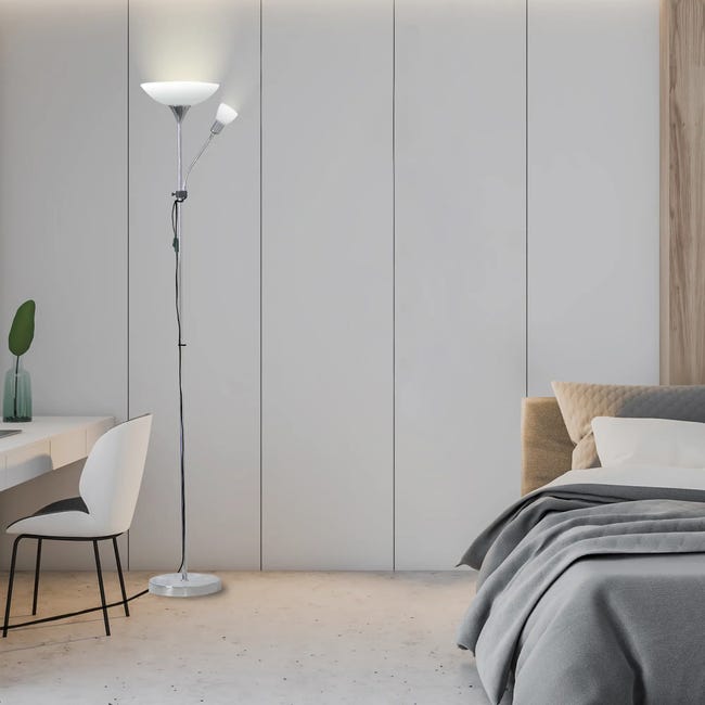 Lampa podłogowa z lampką do czytania Gustav chrom E27 + E14 Inspire