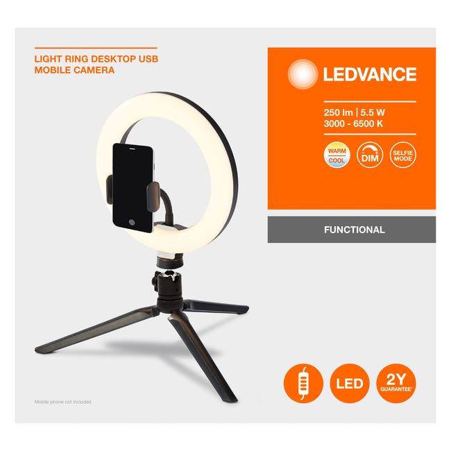 Lampa selfie Ring czarny LED Ledvance