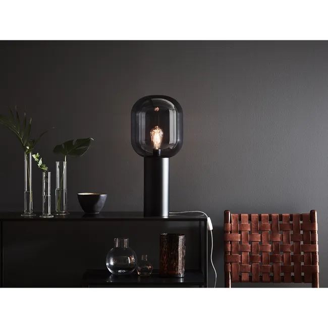 Lampa stołowa Brooklyn czarno-transparentna E27 Markslojd