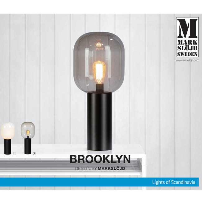 Lampa stołowa Brooklyn czarno-transparentna E27 Markslojd