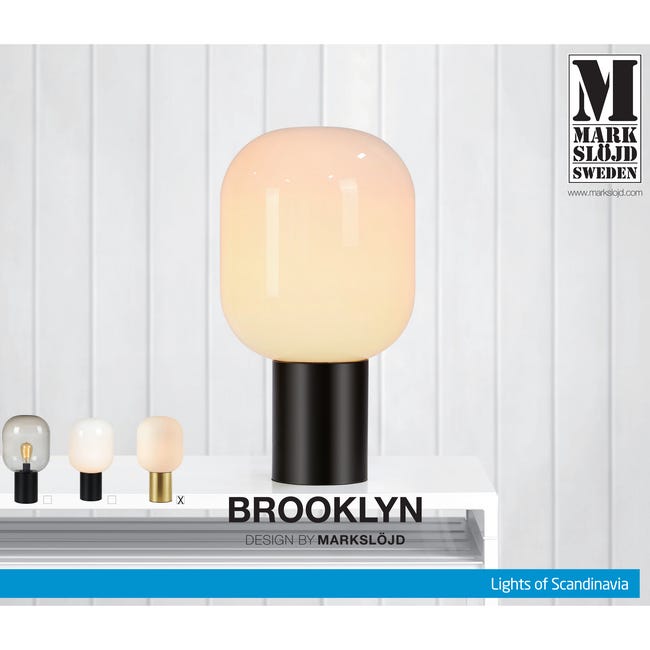 Lampa stołowa Brooklyn złoto-biała E27 Markslojd