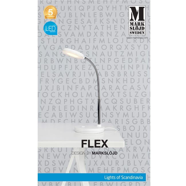 Lampa stołowa FLEX biała LED MARKSLOJD