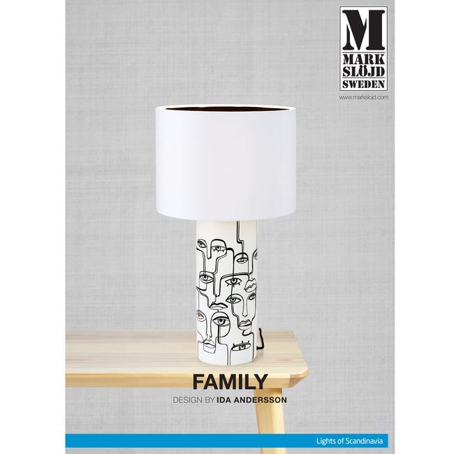 Lampa stołowa Family biało-czarna E27 MARKSLOJD