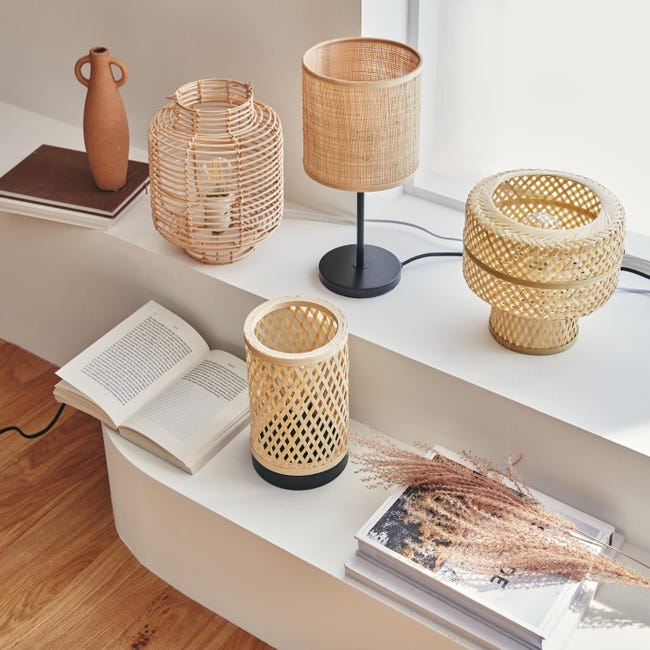 Lampa stołowa Floki rattan E27 Inspire