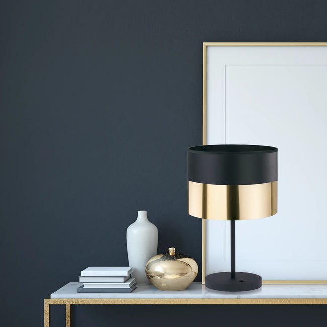 Lampa stołowa Londyn czarno-złota E27 TK Lighting