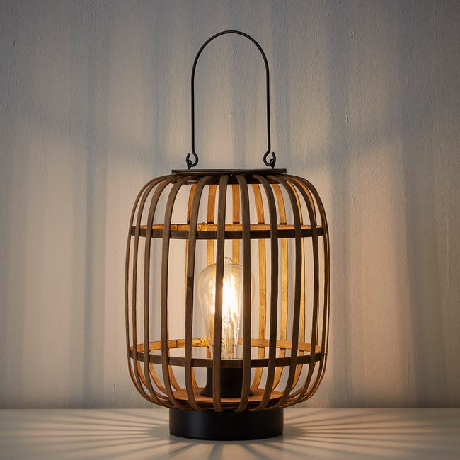 Lampa stołowa Manihi czarna bambus E27 33 cm Inspire
