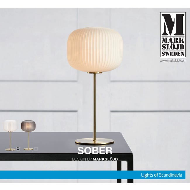 Lampa stołowa Sober biało-złota E27 Markslojd