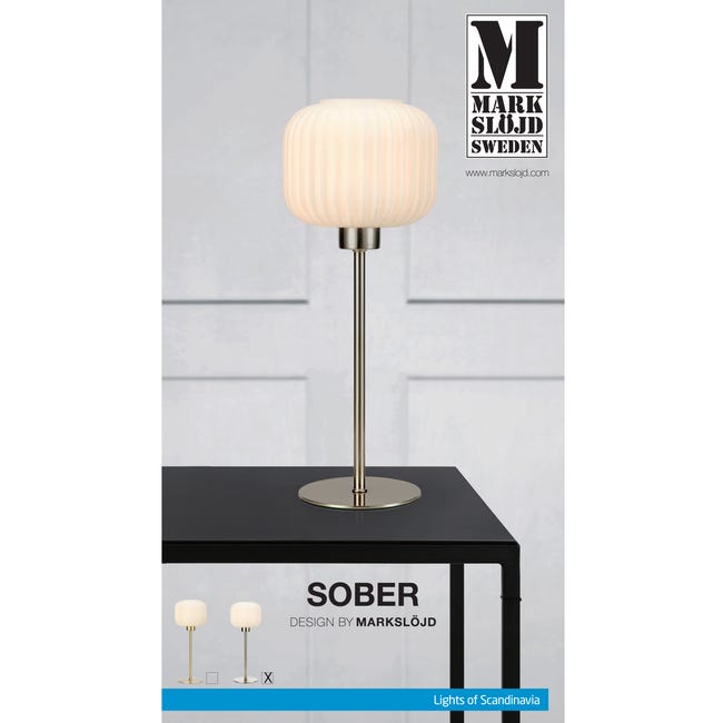 Lampa stołowa Sober srebrno-biała E14 Markslojd