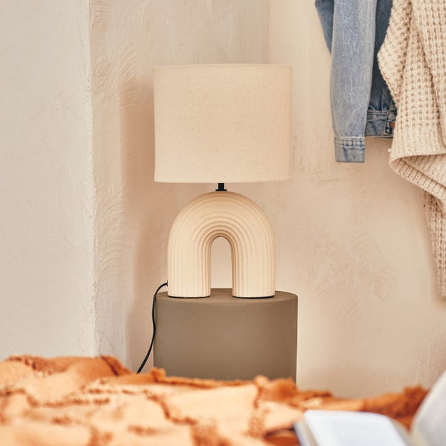 Lampa stołowa Vaska kremowa E27 41 cm Inspire