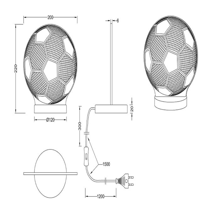 Lampa stołowa piłka 3D Rl srebrny LED Trio Lighting Inter