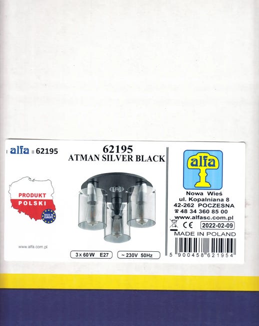 Lampa sufitowa Atman czarna E27 Alfa