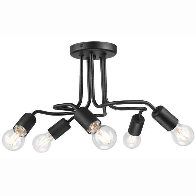 Lampa sufitowa Charlie 5 x E27 czarny Lamkur