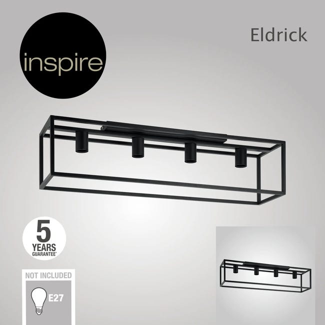 Lampa sufitowa Eldrick czarna 4 x E27 Inspire