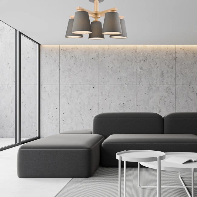 Lampa sufitowa Ellie szara 5 x E27 Lamkur