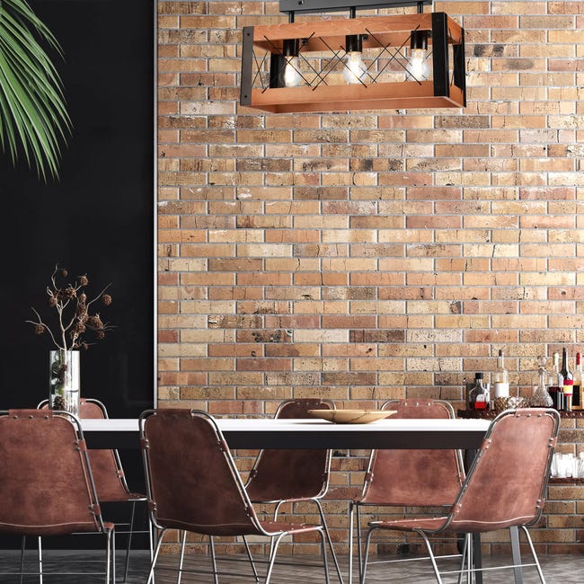 Lampa sufitowa Frida czarna z rustykalnym drewnem 3 x E27 Lamkur