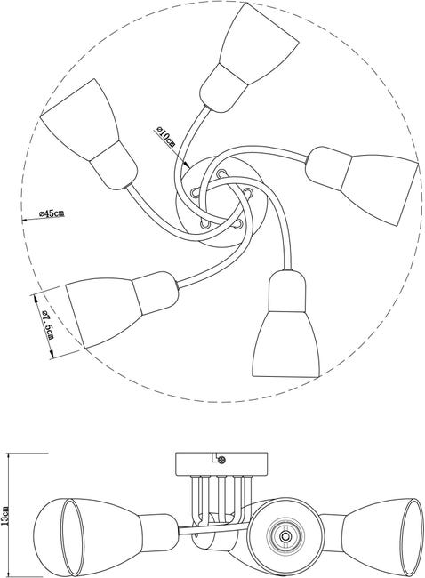 Lampa sufitowa Gordon satyna 5 x E14 Reality