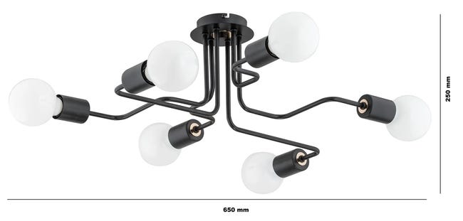 Lampa sufitowa Harp czarna 6 x E27 Alfa