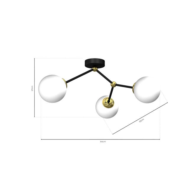 Lampa sufitowa Joy czarna 3 x E14 Milagro