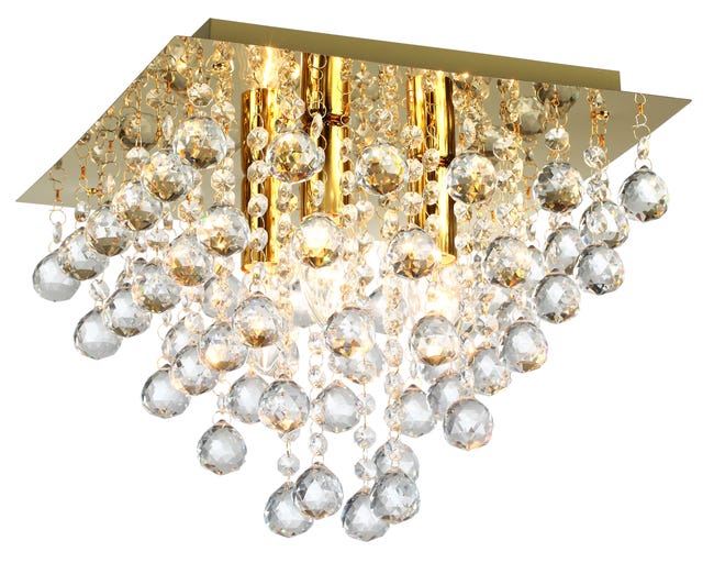 Lampa sufitowa Lancaster Crystal złota 3 x E14 Reality