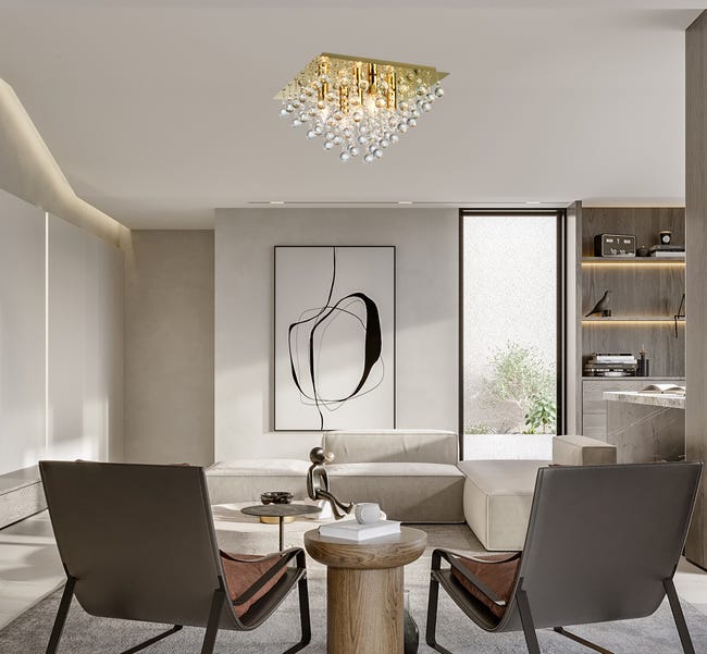Lampa sufitowa Lancaster Crystal złota 5 x E14 Reality