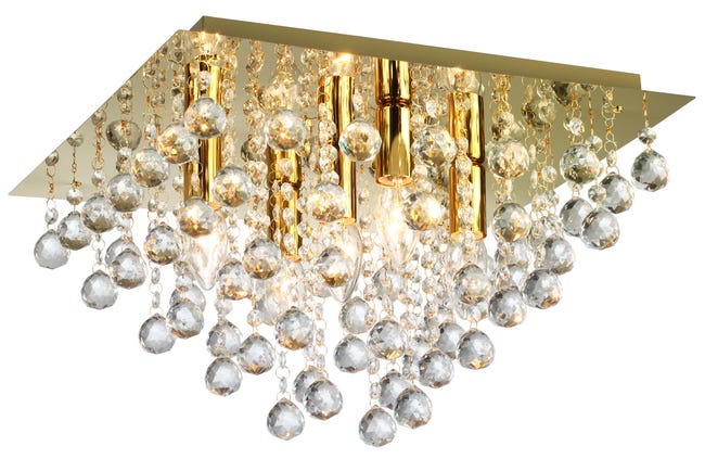Lampa sufitowa Lancaster Crystal złota 5 x E14 Reality