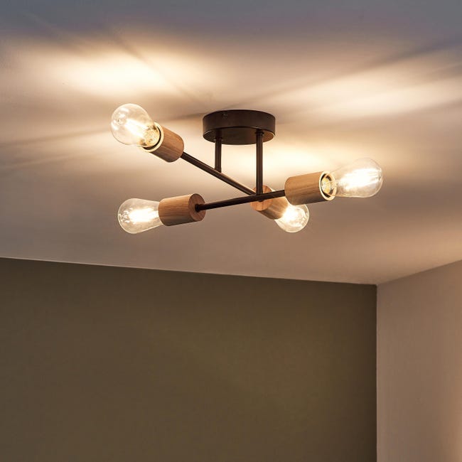 Lampa sufitowa Lina czarna bambus 4 x E27 Inspire