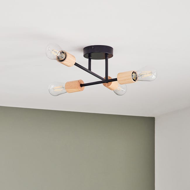 Lampa sufitowa Lina czarna bambus 4 x E27 Inspire