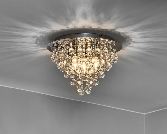 Lampa sufitowa London Crystal srebrna E14 Reality