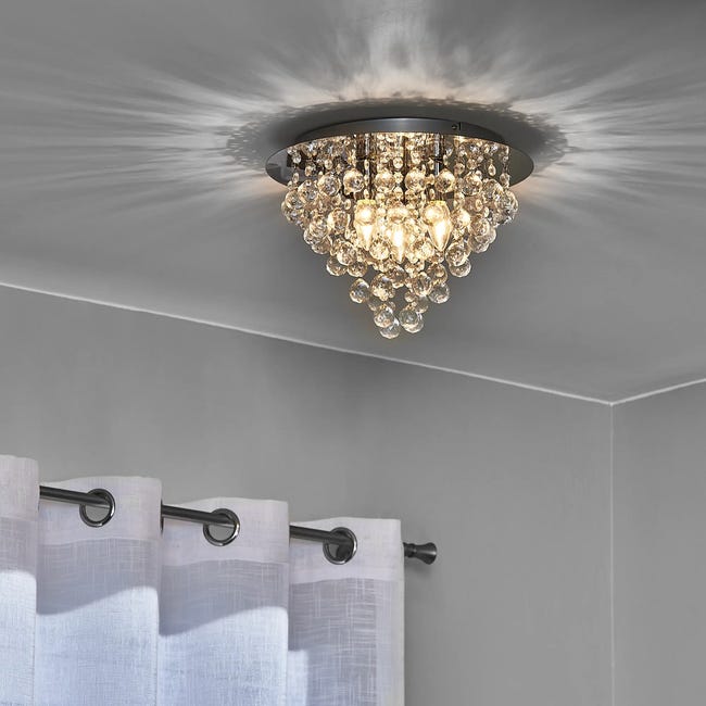 Lampa sufitowa London Crystal srebrna E14 Reality