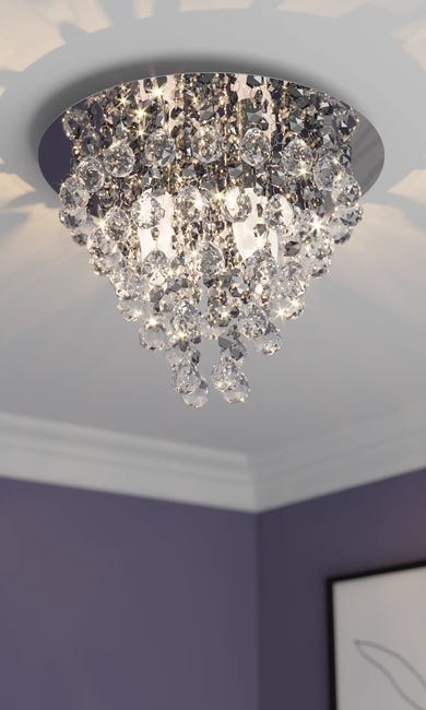 Lampa sufitowa London Crystal srebrna E14 Reality