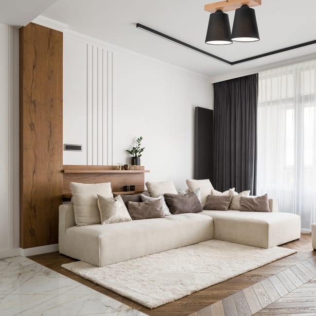 Lampa sufitowa Lula czarna z drewnem 2 x E27 Lamkur