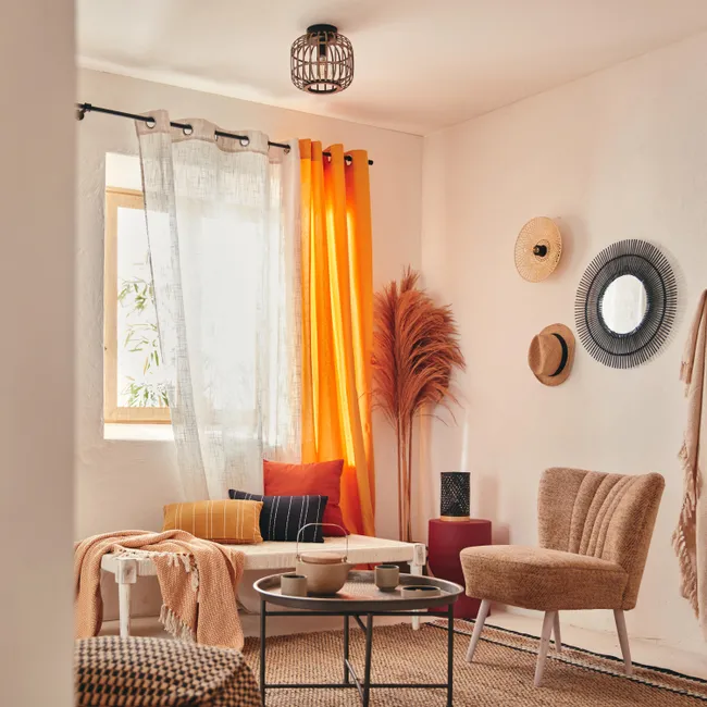 Lampa sufitowa Manihi czarna bambus E27 Inspire