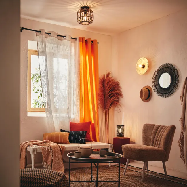 Lampa sufitowa Manihi czarna bambus E27 Inspire