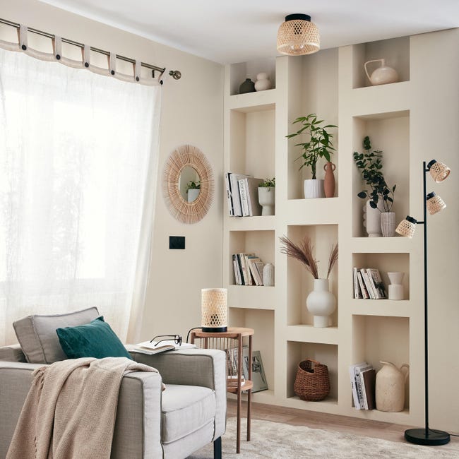 Lampa sufitowa Ninon czarna bambus E27 Inspire