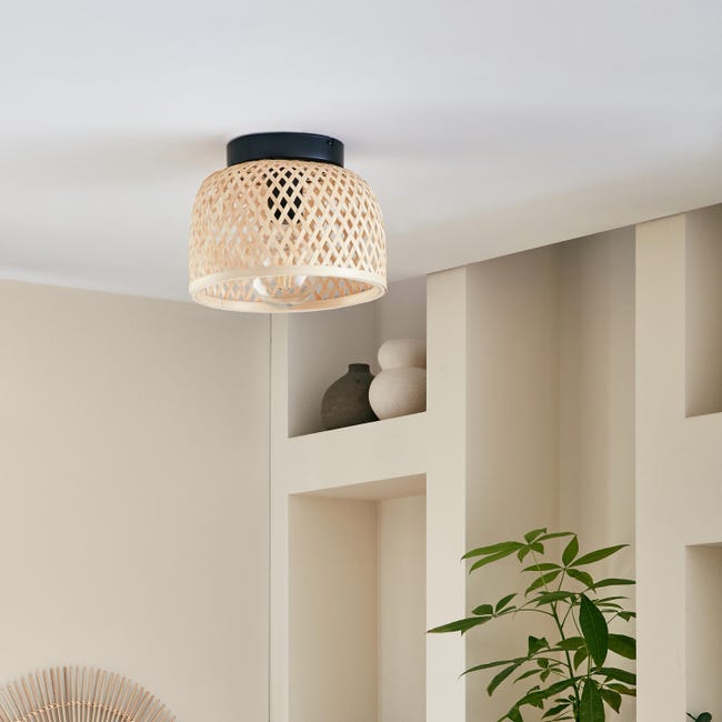 Lampa sufitowa Ninon czarna bambus E27 Inspire